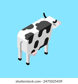 Cow isometric isolated. Cow farm animal. Cattle