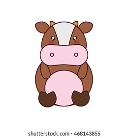 cow kawaii cute animal little icon. Isolated and flat illustration