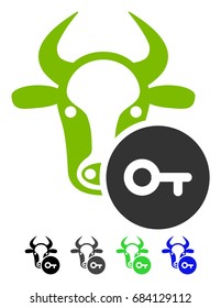 Cow Key flat vector illustration. Cow Key icon with color versions.