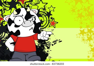 cow kid cartoon background in vector format