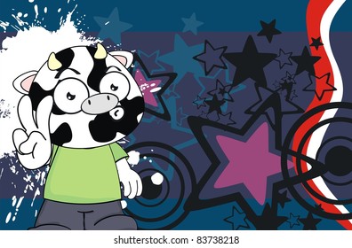 cow kid cartoon background in vector format