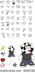 cow kid cartoon set in vector format