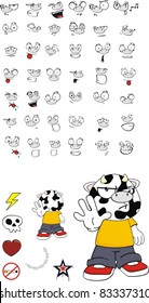 cow kid cartoon set in vector format