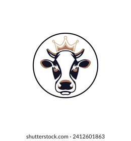 Cow king logo vector. Simple and clean. Suitable for livestock, restaurant or logo related industries.