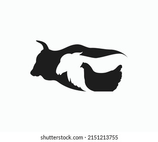 Cow Lamb Chicken Icon Vector. Farm Animals Icon. Stacked Cow Lamb Chicken Vector Design Template	