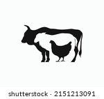 Cow, Lamb, Chicken Vector. Animal stencil, Farm animals. Stacked Cow, Lamb, Chicken Vector.