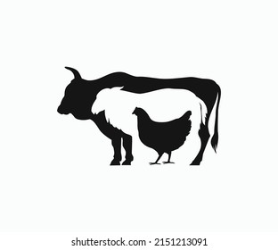 Cow, Lamb, Chicken Vector. Animal stencil, Farm animals. Stacked Cow, Lamb, Chicken Vector.