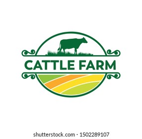 Cow Land Field Vector Logo Design: เวกเตอร์สต็อก (ปลอดค่าลิขสิทธิ์ ...