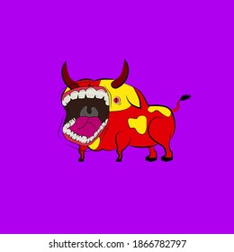 cow laughing out loud, streetwear or t-shirt design