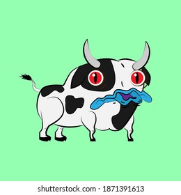 cow laughing out loud, streetwear or t-shirt design