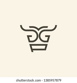 Cow - Letter G & P - Vector logo template