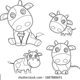 Cow Line Art Design Hand Drawing Stock Vector (Royalty Free) 1887888691 ...