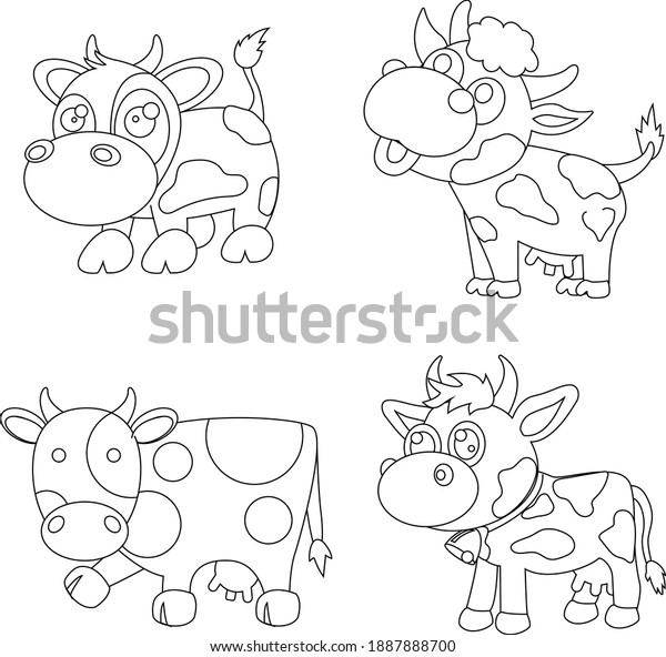 Cow Line Art Design Hand Drawing Stock Vector (Royalty Free) 1887888700 ...