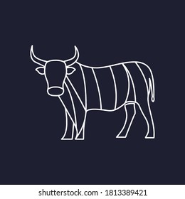 cow line art logo design