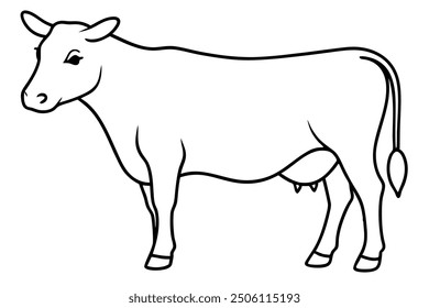 cow line art vector illustration