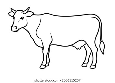 cow line art vector illustration