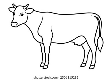 cow line art vector illustration