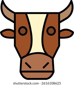 Cow Line Filled Vector Icon Design