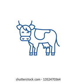 Cow line icon concept. Cow flat  vector symbol, sign, outline illustration.
