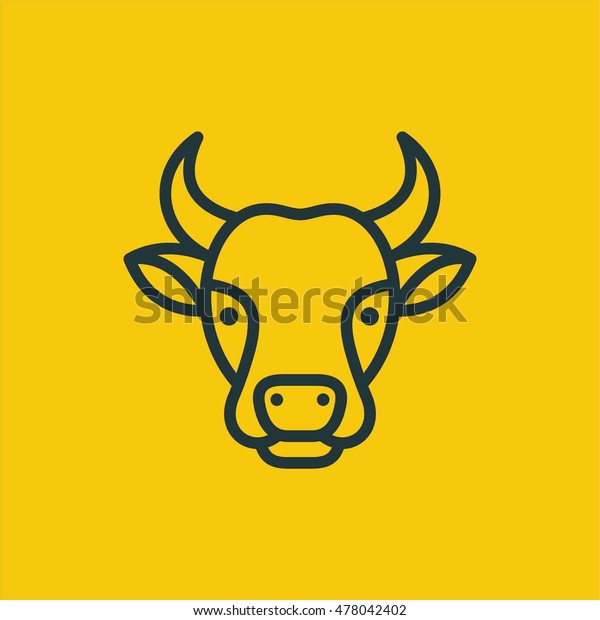 Cow Line Icon Logo Stock Vector (Royalty Free) 478042402