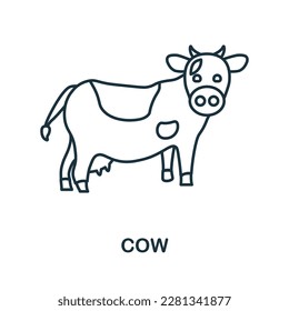 Cow line icon. Monochrome simple Cow outline icon for templates, web design and infographics