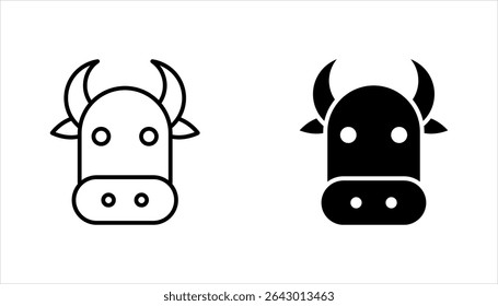 Cow line icon set, outline style icon for web site or mobile app, animals and livestock, vector illustration on white background