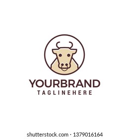 Cow line logo design concept template vector