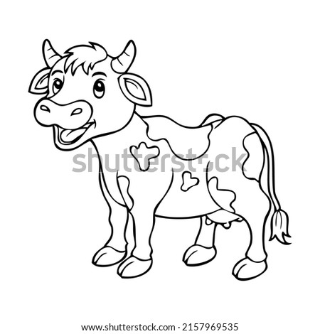 cow line vector illustration,isolated on white background,top view