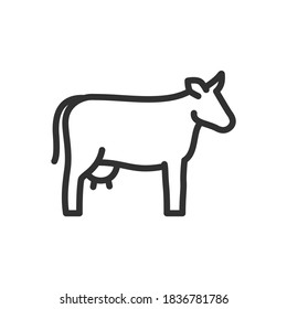 Cow, linear icon. Editable stroke