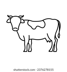 Cow linear icon. Simplified image of cattle. Vector illustration for labeling dairy products.