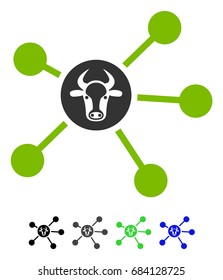 Cow Links flat vector pictogram. Cow Links icon with color versions.