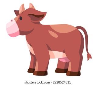 Cow livestock animal illustration funny friendly cartoon character brown color