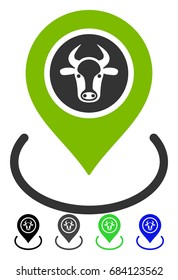 Cow Location flat vector illustration. Cow Location icon with color versions.