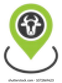 Cow Location halftone vector icon. Illustration style is dotted iconic Cow Location icon symbol on a white background. Halftone pattern is circle elements.