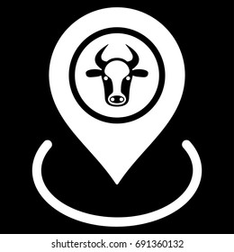 Cow Location vector icon. Flat white symbol. Pictogram is isolated on a black background. Designed for web and software interfaces.
