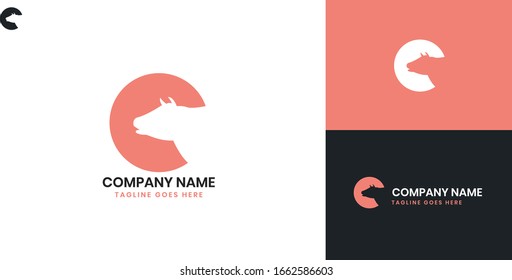 Logotipo de vaca: todos los elementos de esta plantilla se pueden editar con software vectorial