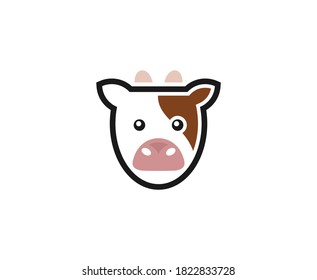 Cow logo animal head vector icon 