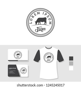 Cow logo with business card and t shirt mockup