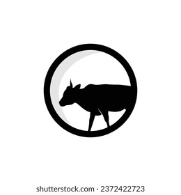 Cow Logo, Cattle Farm Vector, Silhouette Simple Minimalist Design Illustration, Symbol Template