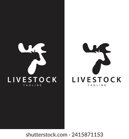 Cow Logo, Cattle Farm Vector, Silhouette Simple Minimalist Design Illustration, Symbol Template
