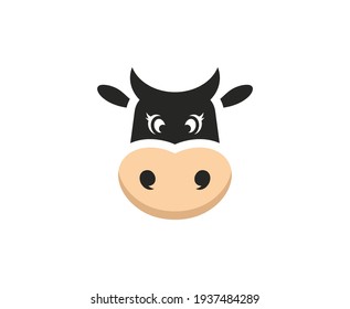 Cow Logo Cute Mascot Funny Icon 