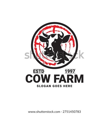 Cow Logo Design Farm Vector Classic Cow, Cow Logo Design Template