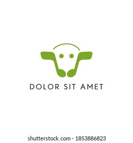 diseño del logo de la vaca, cabeza de vaca, cara de vaca, arte en línea, monolina, logo de la vaca