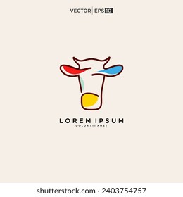 cow logo design, cow head, cow face, line art, monoline logo concept