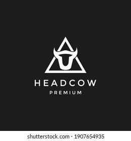 cow logo design  cow head  line art  in black backround