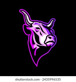 cow logo design in sport style