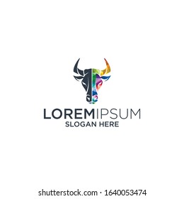cow logo design vector abstract graphic