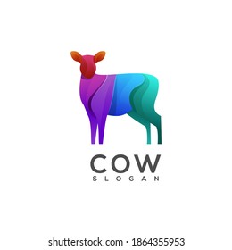 Cow Logo Design Vector Colorful