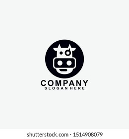 Cow Logo Design Vector Template. Isolated In Black Colour