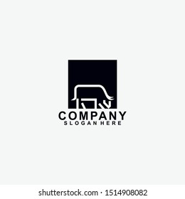 Cow Logo Design Vector Template. Isolated In Black Colour